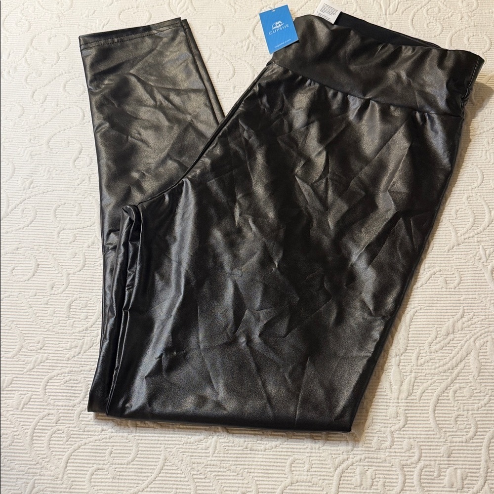 Cupshe Black Faux Leather Pants XL NWT - Picture 1 of 9